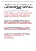 ABDOMINAL SONOGRAPHY EXAM &lpar;ARDMS REVIEW&rpar; &vert; ALL QUESTIONS AND CORRECT ANSWERS &vert; ALREADY GRADED A&plus; &vert; LATEST VERSION &vert; VERIFIED ANSWERS