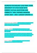 OLDROYD PSYCHOLOGY 1010 FINAL EXAM UNIVERSITY OF UTAH EXAM WITH CORRECT ACTUAL QUESTIONS AND CORRECTLY  WELL DEFINED ANSWERS LATEST 2024 &ndash; 2025  ALREADY GRADED A&plus;  