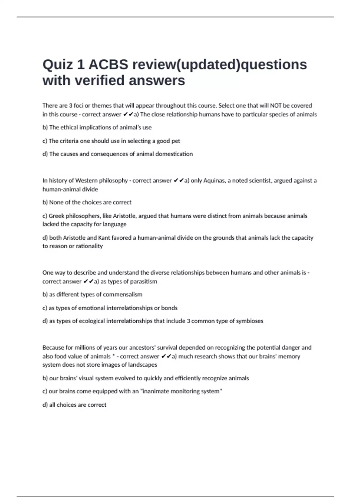 Quiz 1 ACBS review(updated)questions with verified answers - ACBS ...