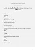 Auto mechanics Test Questions And Answers 100&percnt; Pass