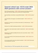 General critical care -ACCS exam 2024-2025 questions with correct answers