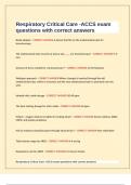 Respiratory Critical Care -ACCS exam questions with correct answers