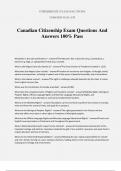 Canadian Citizenship Exam Questions And Answers 100&percnt; Pass
