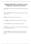 GEORGIA PROPERTY & CASUALTY Study  PASS Exam &sol; Questions & Answers 