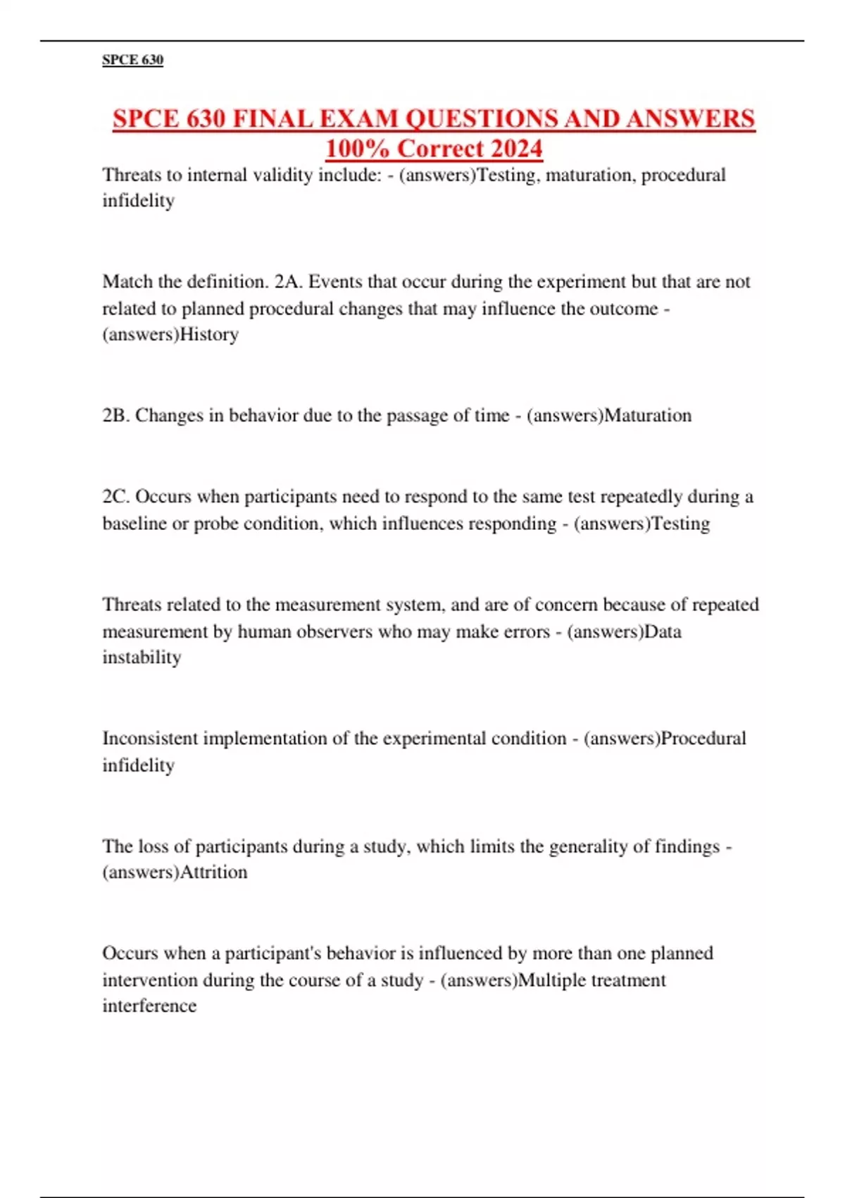 SPCE 630 FINAL EXAM QUESTIONS AND ANSWERS 100% Correct 2024 - SPCE 630 ...