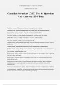 Canadian Securities &lpar;CSC&rpar; Test &num;1 Questions And Answers 100&percnt; Pass