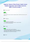Superior School of Real Estate Guide &lpar;Latest 2024&sol; 2025 Update&rpar; Questions and Verified Answers&vert; 100&percnt; Correct&vert; Grade
