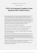 CWEA Environmental Compliance Exam Questions With Verified Answers&period;