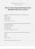 Drivers License Theoretical Practice Exam Questions With Correct Answers