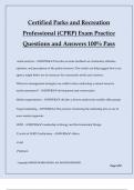 Certified Parks and Recreation Professional &lpar;CPRP&rpar; Exam Practice Questions and Answers 100&percnt; Pass