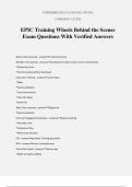 EPIC Training Wheels Behind the Scenes Exam Questions With Verified Answers
