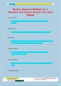 Business Research Methods test 1 Questions and Correct Answers the Latest  Update