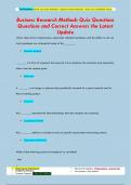 Business Research Methods Quiz Questions Questions and Correct Answers the Latest  Update