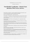 Food Handler Certification &ndash; Ontario Exam Questions With Correct Answers&period;