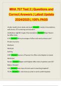 MHA 707 Test 2 &vert; Questions and Correct Answers &vert; Latest Update 2024&sol;2025 &vert; 100&percnt; PASS