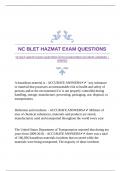 NC BLET HAZMAT EXAM QUESTIONS WITH GUARANTEED ACCURATE ANSWERS &vert;VERIFIED  