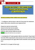 HESI OB Maternity Exam TEST BANK &lpar;300&plus; Ques & Ans&rpar; with &lpar;2023 &sol; 2024&rpar; Questions and Verified Answers&comma; 100&percnt; Guarantee Pass 