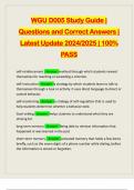 WGU D005 Study Guide &vert; Questions and Correct Answers &vert; Latest Update 2024&sol;2025 &vert; 100&percnt; PASS