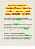 D005 Considerations for Instructional Planning &vert; Questions and Correct Answers &vert; Latest Update 2024&sol;2025 &vert; 100&percnt; PASS