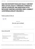 NSG 533 PATHOPHYSIOLOGY EXAM 1 NEWEST 2024 ACTUAL EXAM 2 VERSIONS &lpar;VERSION A AND B&rpar; COMPLETE 400 QUESTIONS WITH DETAILED VERIFIED ANSWERS &lpar;100&percnt; CORRECT ANSWERS&rpar;&sol;ALREADY GRADED A&plus;