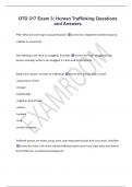 OTD 317 Exam 3&colon; Human Trafficking Questions  and Answers