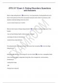 OTD 317 Exam 3&colon; Eating Disorders Questions  and Answers