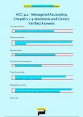 ACC 312 - Managerial Accounting  Chapters 1-3-Questions and Correct  Verified Answers