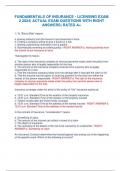 FUNDAMENTALS OF INSURANCE - LICENSING EXAM  2 2024&vert; ACTUAL EXAM QUESTIONS WITH RIGHT  ANSWERS&vert; RATED A&plus;