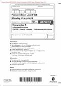 Pearson Edexcel 8EC0&sol;02 GCE AS Level In Economics A &lpar;8EC0&rpar; Paper 02 The UK Economy &ndash; Performance and Policies Merged Question Paper &plus; Mark Scheme