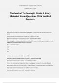 Mechanical Technologist Grade 1 Study Material&period; Exam Questions With Verified Answers&period;