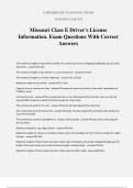 Missouri Class E Driver's License Information&period; Exam Questions With Correct Answers