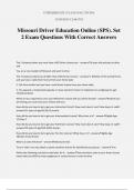Missouri Driver Education Online &lpar;SPS&rpar;&period; Set 2 Exam Questions With Correct Answer