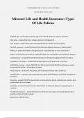 Missouri Life and Health Insurance&colon; Types Of Life Policies