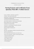 Nursing licensure and Certification Exam Questions With 100&percnt; Verified Answers