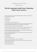 NR 442 community health Exam 2 Questions With Correct Answers