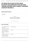 ATC ENON FINAL EXAM ACTUAL EXAM COMPLETE 250 QUESTIONS WITH DETAILED VERIFIED ANSWERS &lpar;100&percnt; CORRECT ANSWERS&rpar; &sol;ALREADY GRADED A&plus;