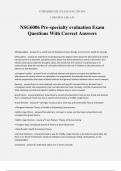 NSG6006 Pre-specialty evaluation Exam Questions With Correct Answers