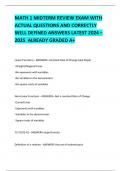 MATH 1 MIDTERM REVIEW EXAM WITH ACTUAL QUESTIONS AND CORRECTLY  WELL DEFINED ANSWERS LATEST 2024 &ndash; 2025  ALREADY GRADED A&plus;     
