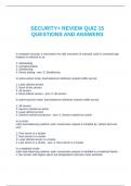 SECURITY&plus; REVIEW QUIZ 15 QUESTIONS AND ANSWERS
