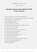 Nursing Licensure Exam Questions With Correct Answers
