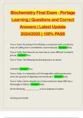 Biochemistry Final Exam - Portage Learning &vert; Questions and Correct Answers &vert; Latest Update 2024&sol;2025 &vert; 100&percnt; PASS