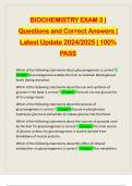 BIOCHEMISTRY EXAM 3 &vert; Questions and Correct Answers &vert; Latest Update 2024&sol;2025 &vert; 100&percnt; PASS