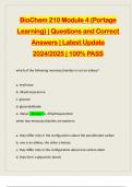 BioChem 210 Module 4 &lpar;Portage Learning&rpar; &vert; Questions and Correct Answers &vert; Latest Update 2024&sol;2025 &vert; 100&percnt; PASS