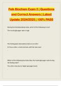 Feik Biochem Exam 5 &vert; Questions and Correct Answers &vert; Latest Update 2024&sol;2025 &vert; 100&percnt; PASS