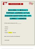 BIOCHEM 210 MODULE 6 PORTAGE LEARNING ACTUAL 2025&sol;2026 QUESTIONS AND 100&percnt; CORRECT ANSWERS