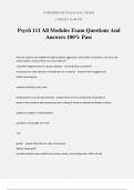 Psych 111 All Modules Exam Questions And Answers 100&percnt; Pass