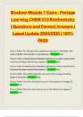 Biochem Module 7 Exam - Portage Learning CHEM 210 Biochemistry &vert; Questions and Correct Answers &vert; Latest Update 2024&sol;2025 &vert; 100&percnt; PASS
