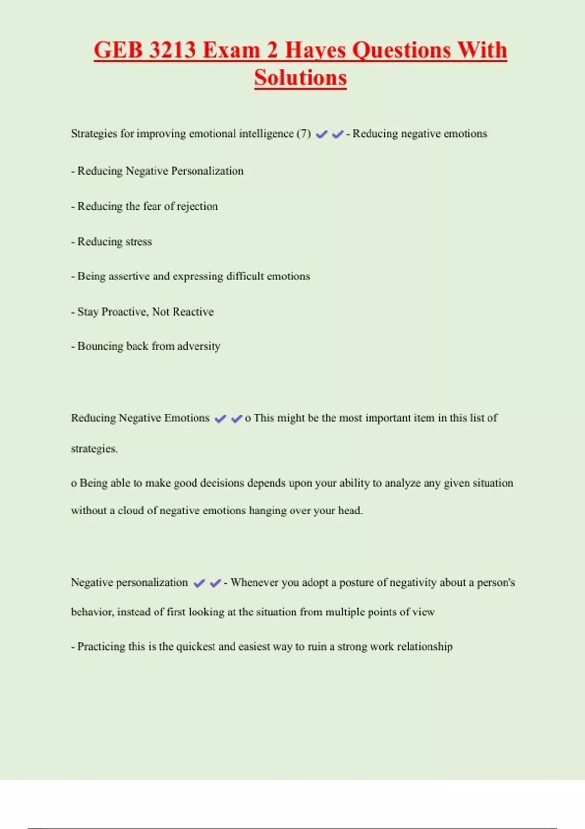 GEB 3213 Exam 2 Hayes Questions With Solutions - GEB 3213 - Stuvia US