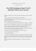 Psyc 304 &lpar;Psychology of Sport&rpar; Test &num;1 Questions With Correct Answers&period;