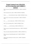 Weight Training Exam UPDATED  ACTUAL Questions and CORRECT  Answers